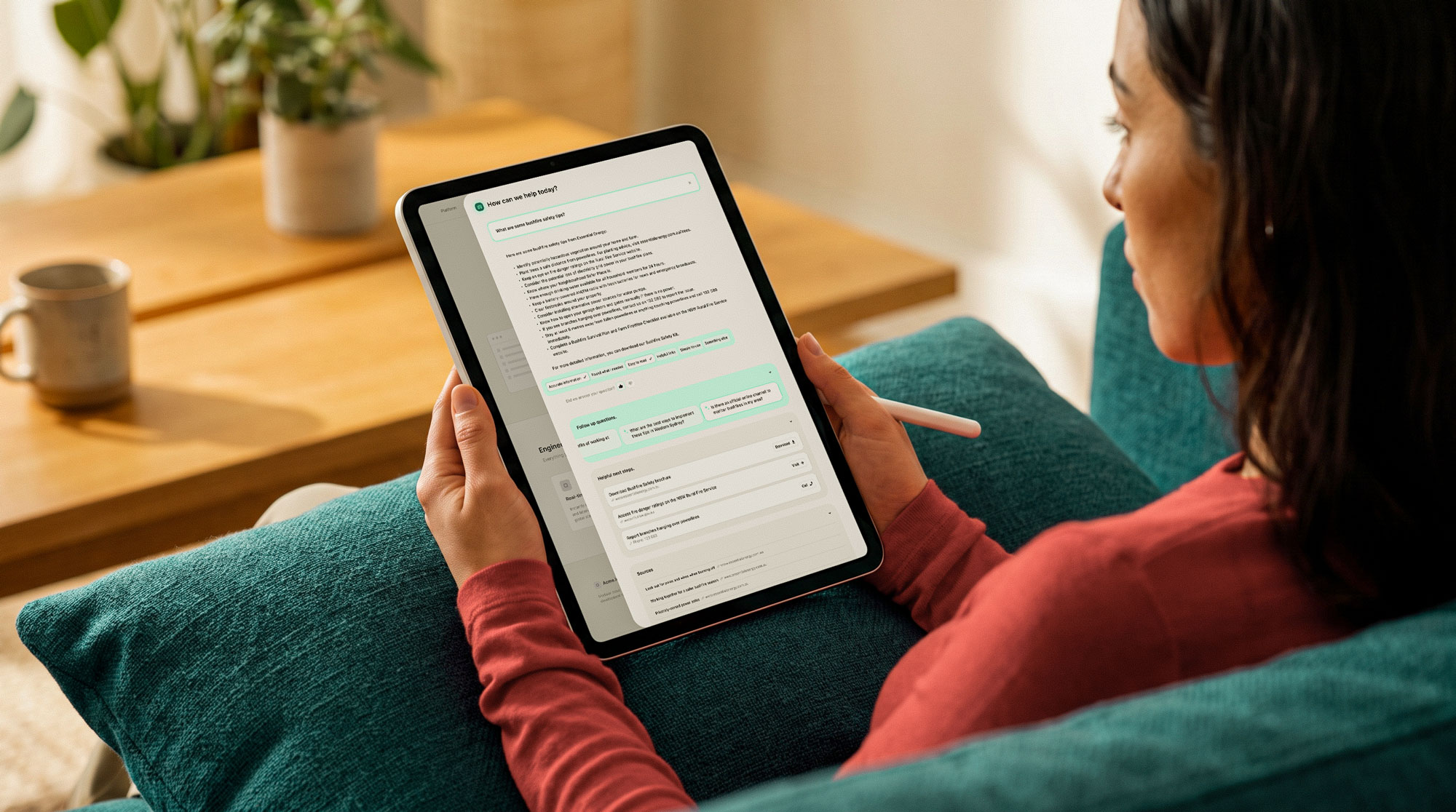A person using Wizen on a tablet